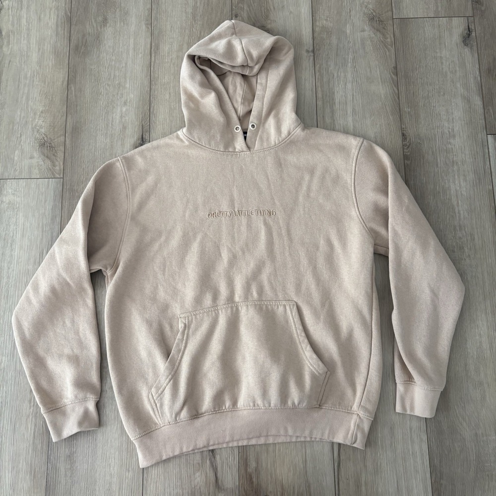 Ladies Pretty Little Thing Khaki Hoodie Embroidered  SIZE L